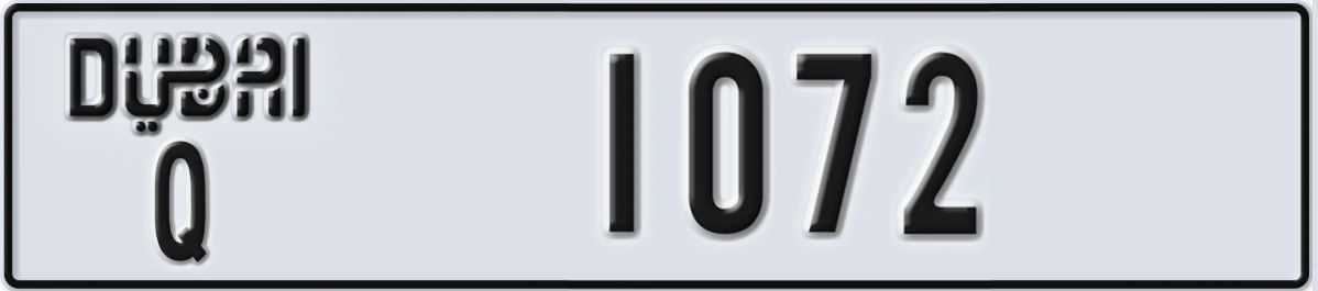 UAE License Plate Dubai Q 1072
