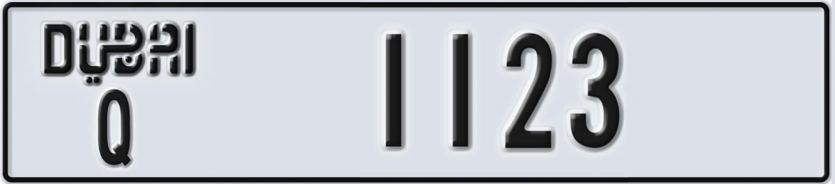 UAE License Plate Dubai Q 1123