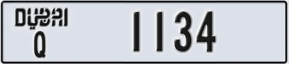 UAE License Plate Dubai Q 1134