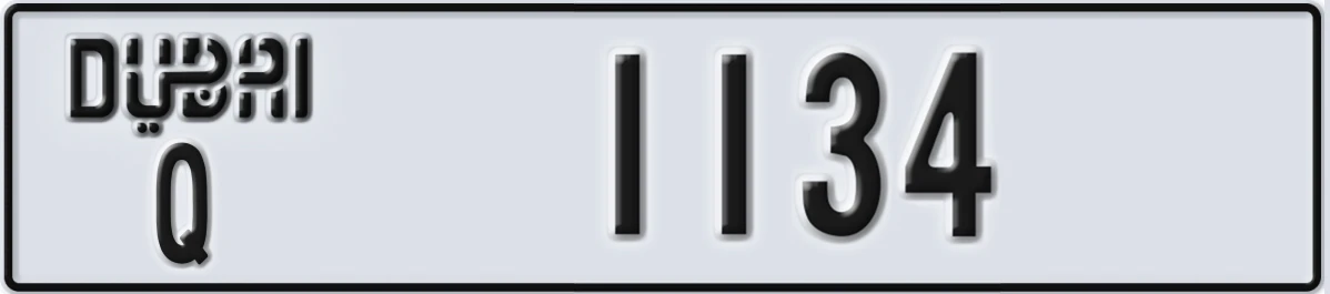 UAE License Plate Dubai Q 1134