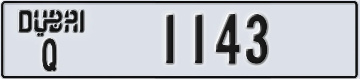 UAE License Plate Dubai Q 1143