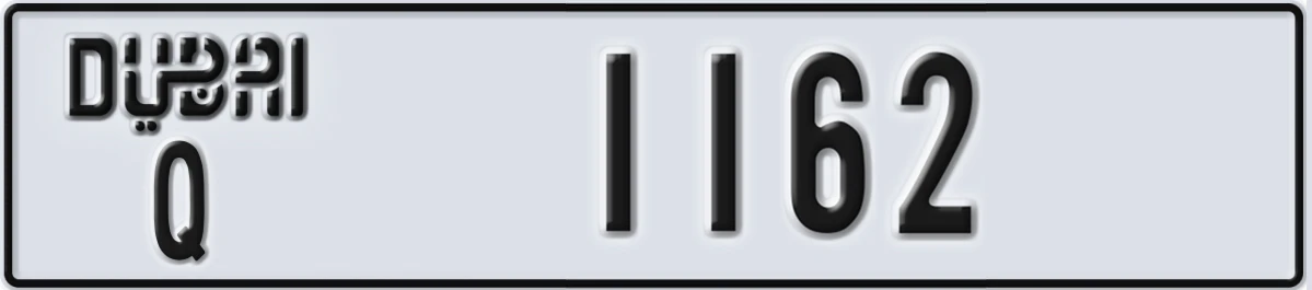 UAE License Plate Dubai Q 1162