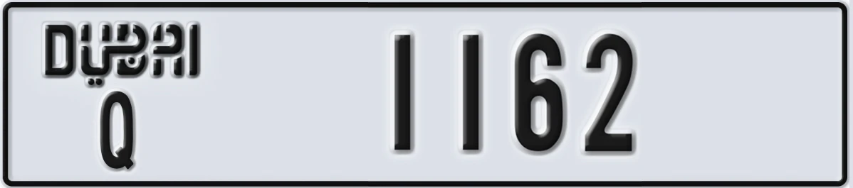 UAE License Plate Dubai Q 1162