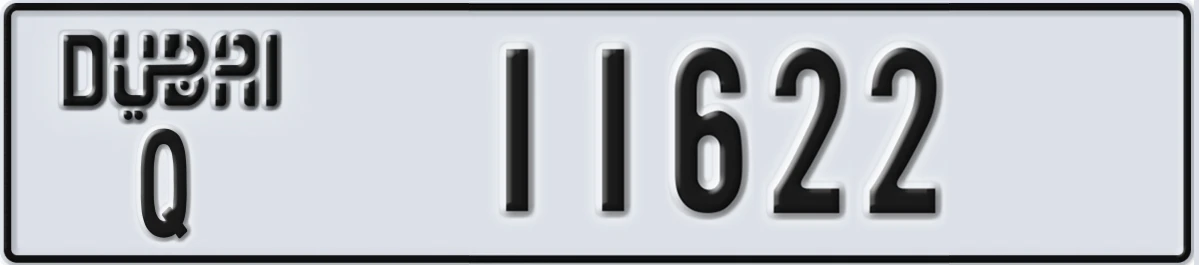 UAE License Plate Dubai Q 11622