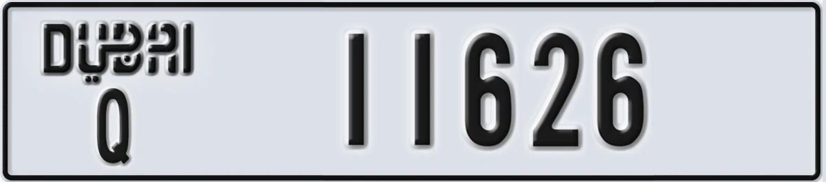 UAE License Plate Dubai Q 11626