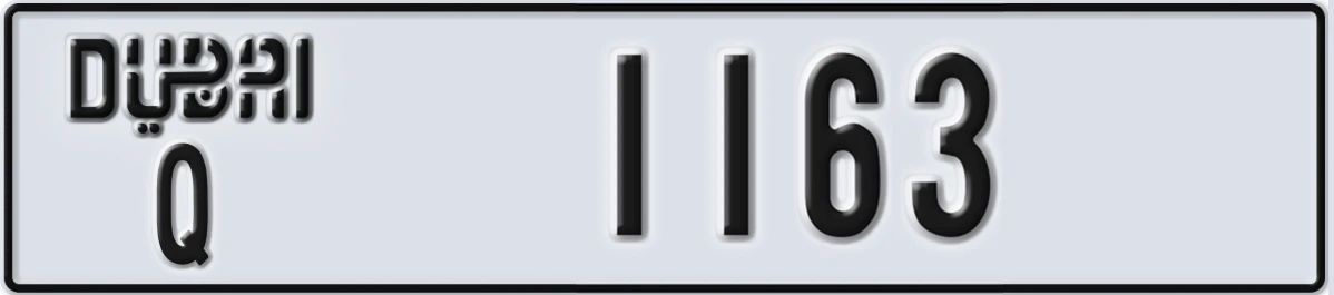 UAE License Plate Dubai Q 1163