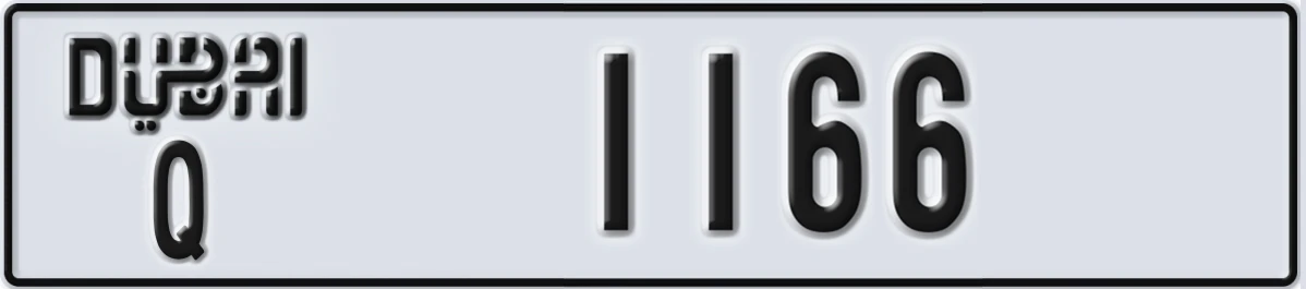 UAE License Plate Dubai Q 1166