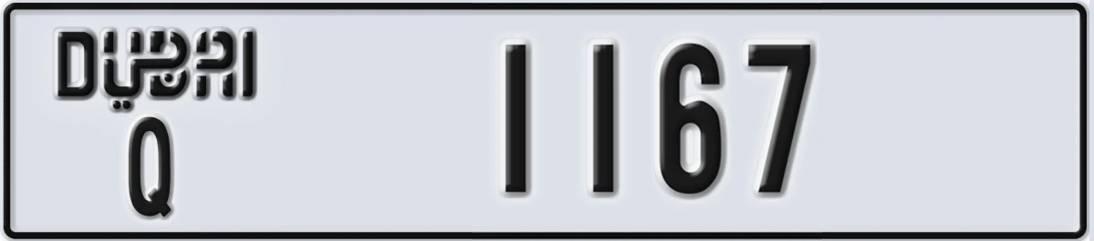 UAE License Plate Dubai Q 1167