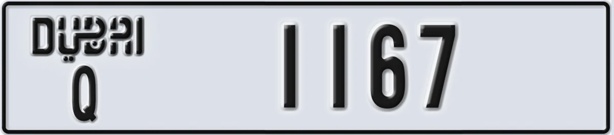 UAE License Plate Dubai Q 1167