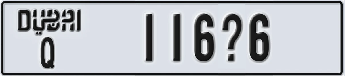 UAE License Plate Dubai Q 116X6