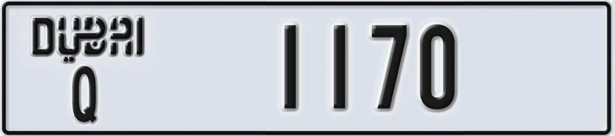 UAE License Plate Dubai Q 1170
