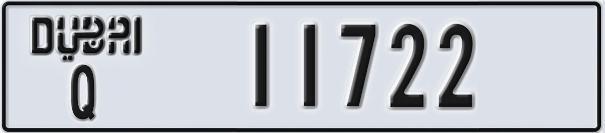 UAE License Plate Dubai Q 11722