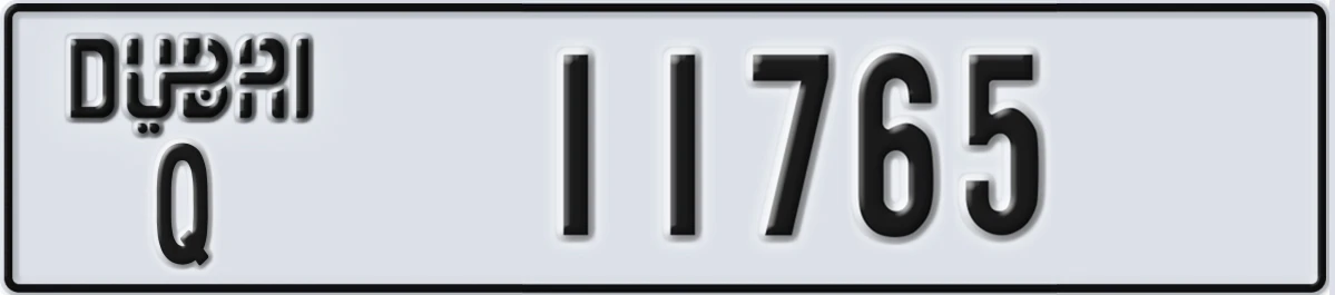 UAE License Plate Dubai Q 11765