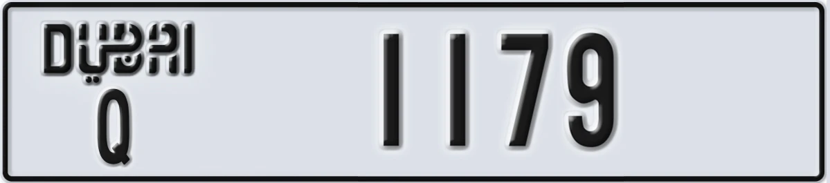 UAE License Plate Dubai Q 1179