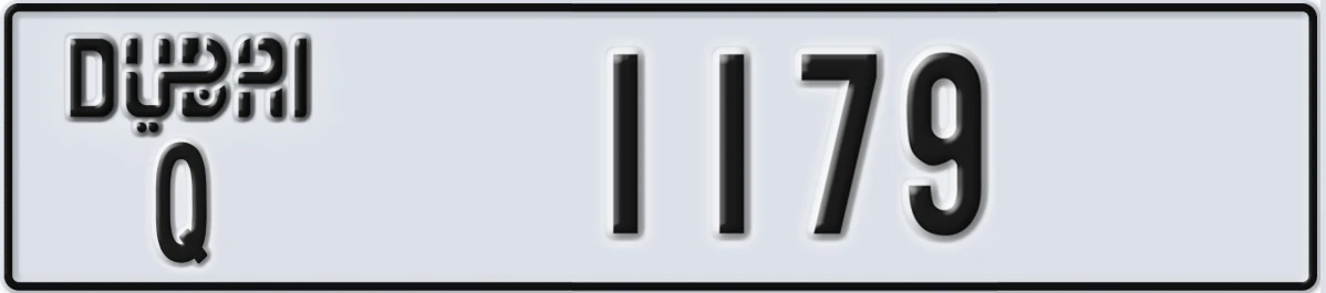 UAE License Plate Dubai Q 1179