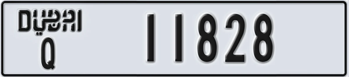 UAE License Plate Dubai Q 11828