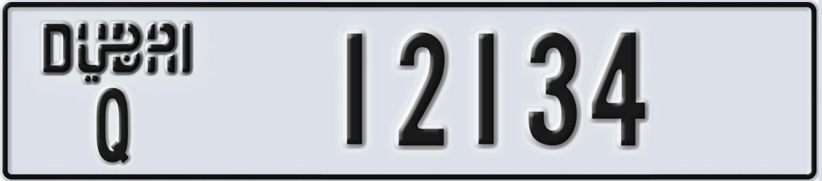 UAE License Plate Dubai Q 12134