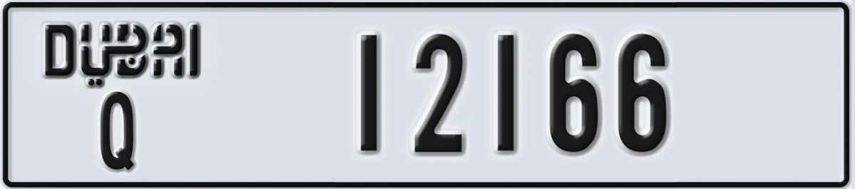 UAE License Plate Dubai Q 12166