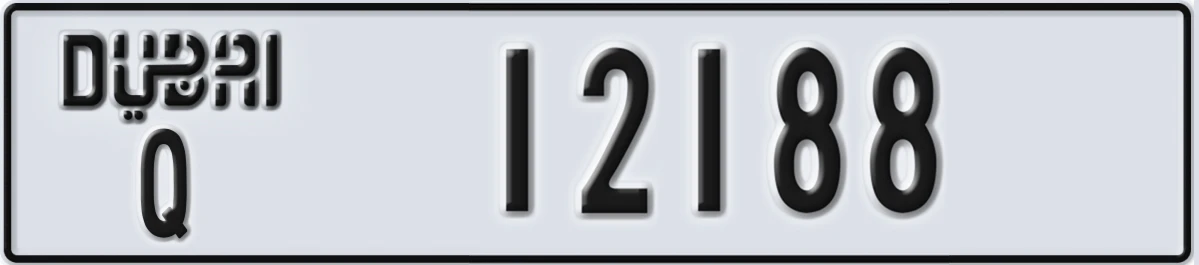UAE License Plate Dubai Q 12188