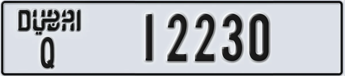 UAE License Plate Dubai Q 12230