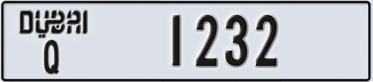 UAE License Plate Dubai Q 1232