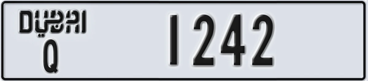UAE License Plate Dubai Q 1242