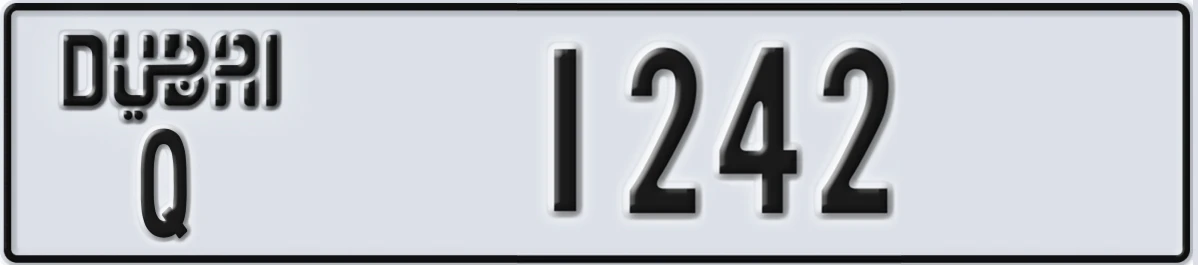 UAE License Plate Dubai Q 1242