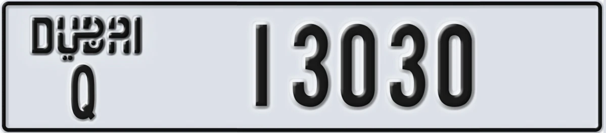 UAE License Plate Dubai Q 13030