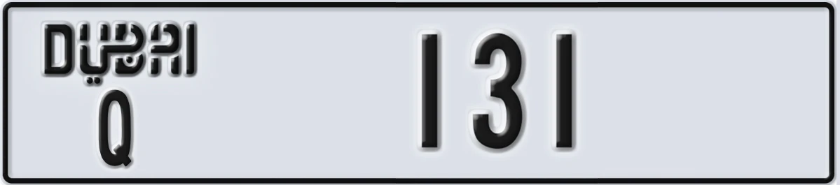 UAE License Plate Dubai Q 131