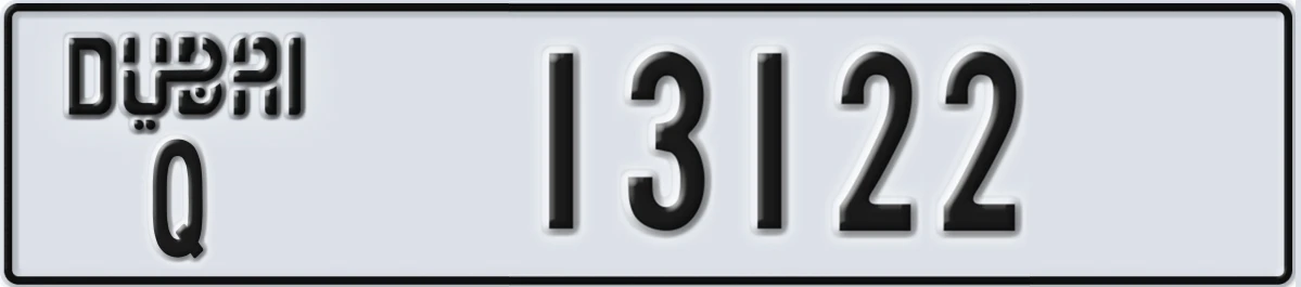 UAE License Plate Dubai Q 13122