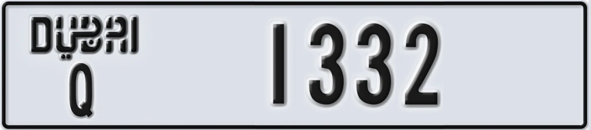 UAE License Plate Dubai Q 1332
