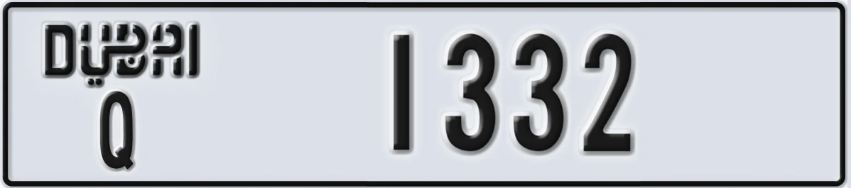 UAE License Plate Dubai Q 1332