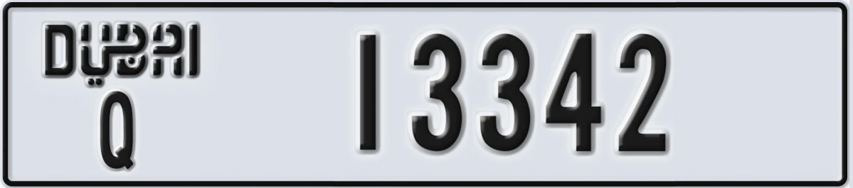 UAE License Plate Dubai Q 13342