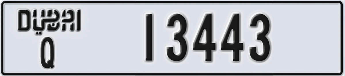 UAE License Plate Dubai Q 13443