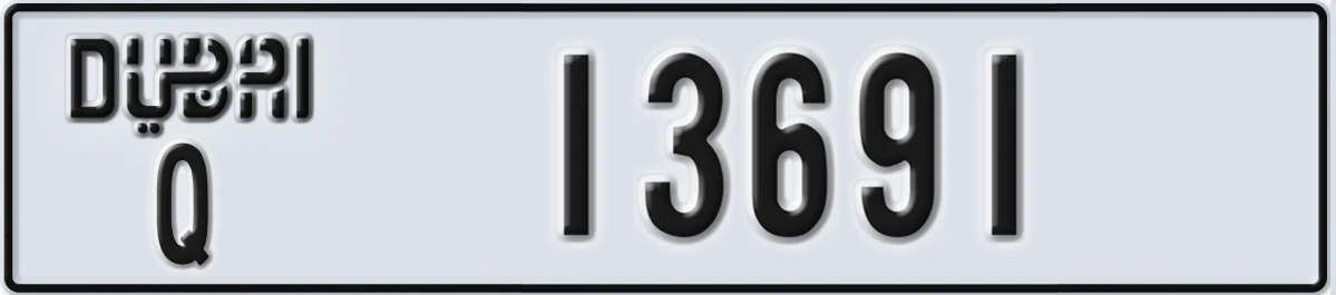 UAE License Plate Dubai Q 13691