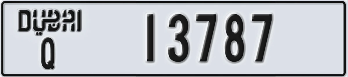 UAE License Plate Dubai Q 13787