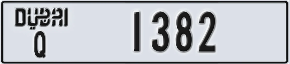 UAE License Plate Dubai Q 1382