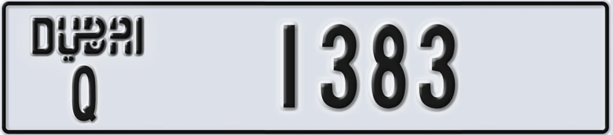 UAE License Plate Dubai Q 1383