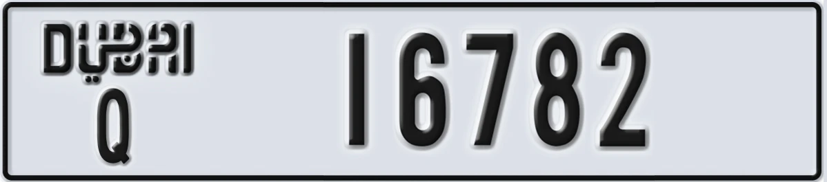 UAE License Plate Dubai Q 16782