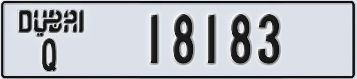 UAE License Plate Dubai Q 18183
