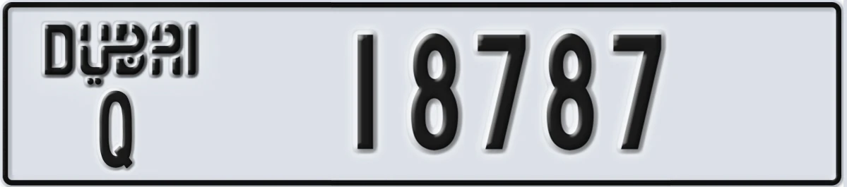 UAE License Plate Dubai Q 18787