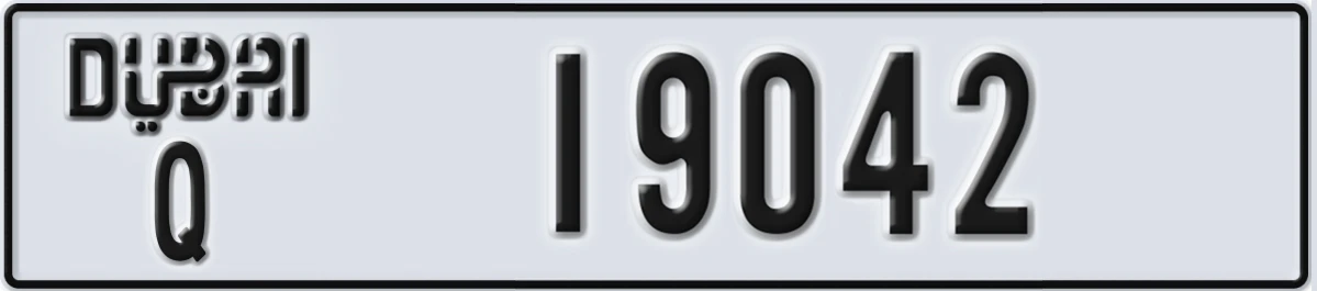 UAE License Plate Dubai Q 19042