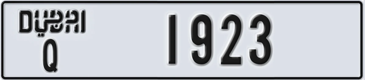 UAE License Plate Dubai Q 1923