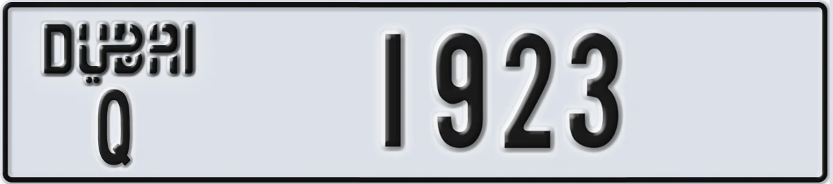 UAE License Plate Dubai Q 1923