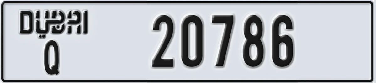 UAE License Plate Dubai Q 20786