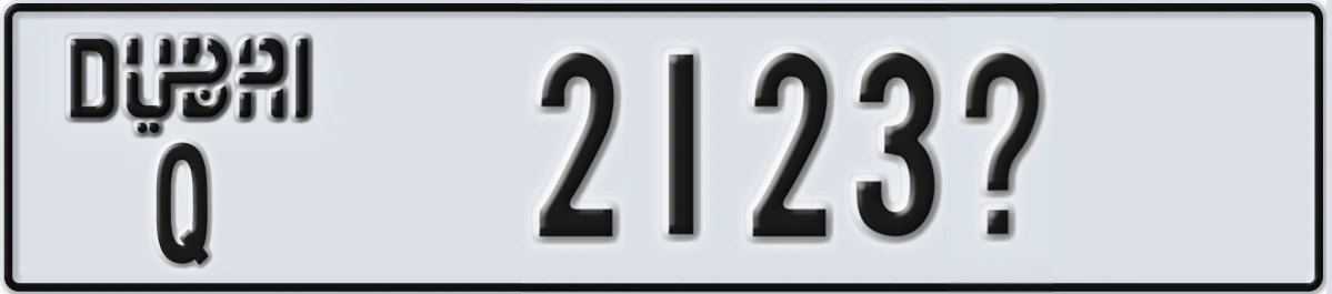 UAE License Plate Dubai Q 2123X