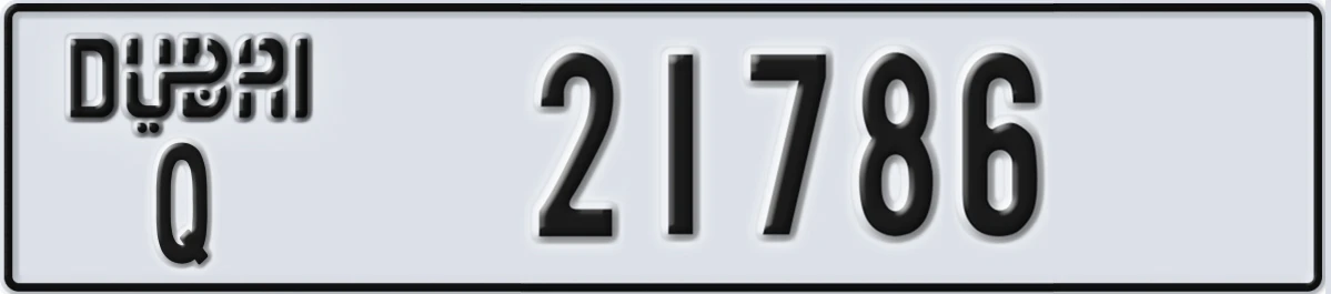 UAE License Plate Dubai Q 21786