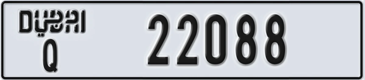 UAE License Plate Dubai Q 22088