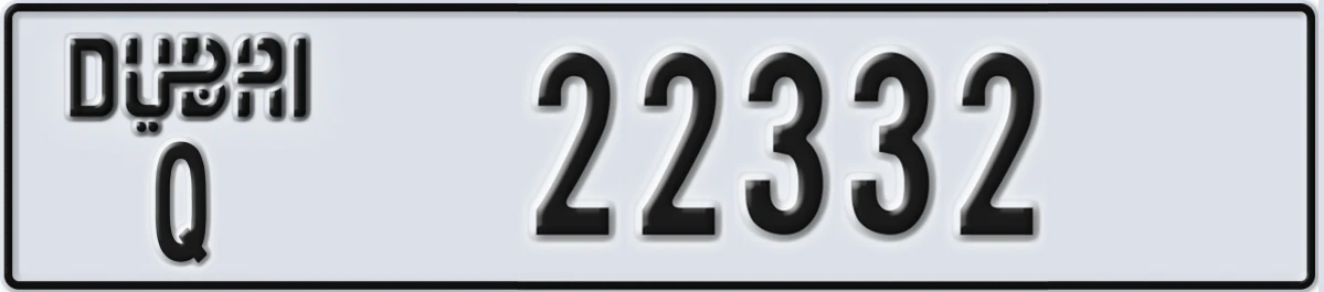 UAE License Plate Dubai Q 22332