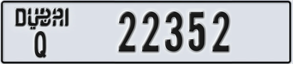 UAE License Plate Dubai Q 22352